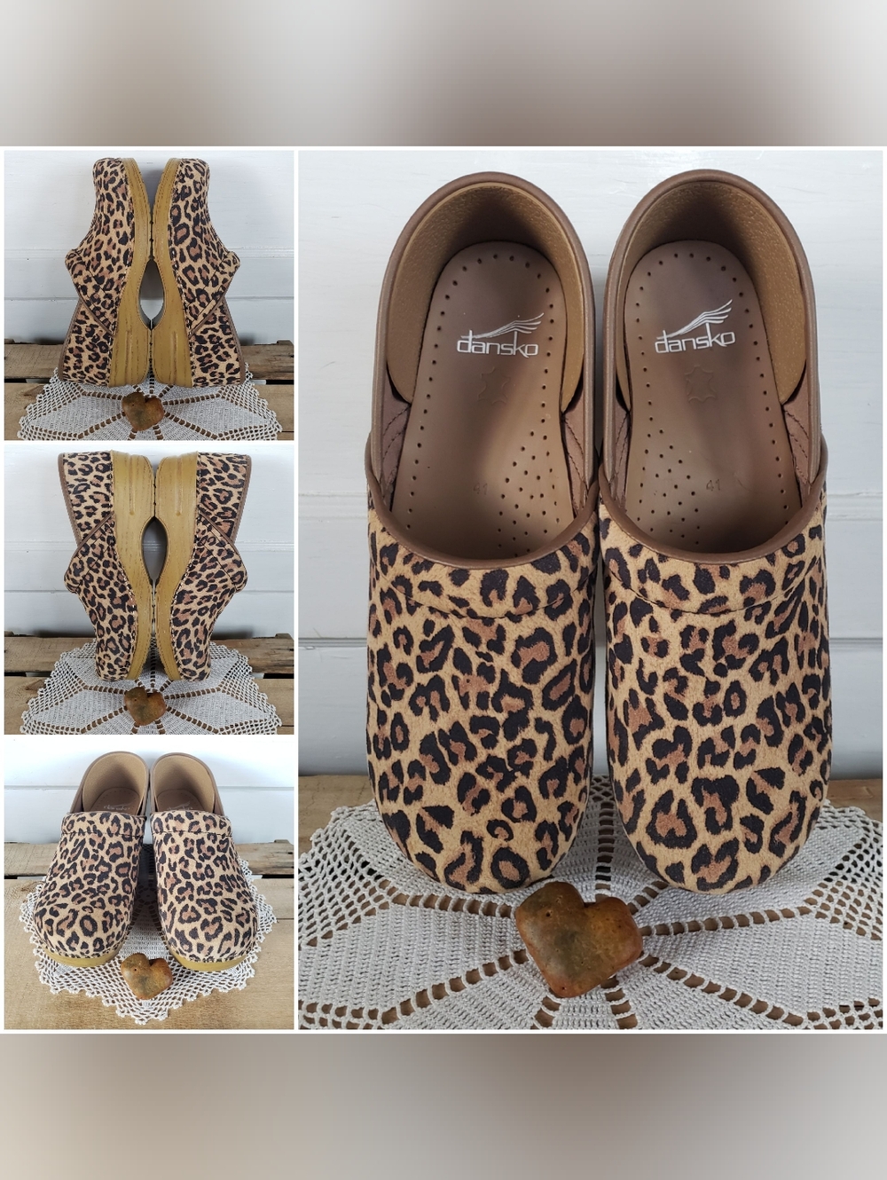 Meow Dansko Pro Leopard Clog Cheetah Animal Suede Boho Gypsy Cottage Neutral ⚘🐆 - Picture 2 of 13